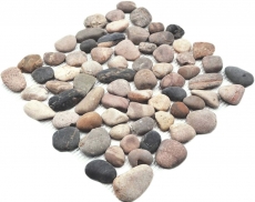 Mosaic tile river pebble stone pebble black pebble arched beige gray black MOS30-1204_f