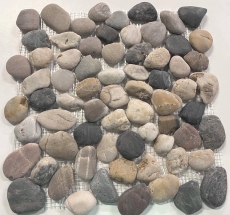 Mosaic tile river pebble stone pebble black pebble arched beige gray black MOS30-1204_f