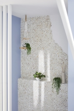 Mosaic tile river pebble stone pebble pebble arched white cream MOS30-0102_f