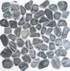 Mosaic tile river pebble stone pebble cut black MOS30-0302_f