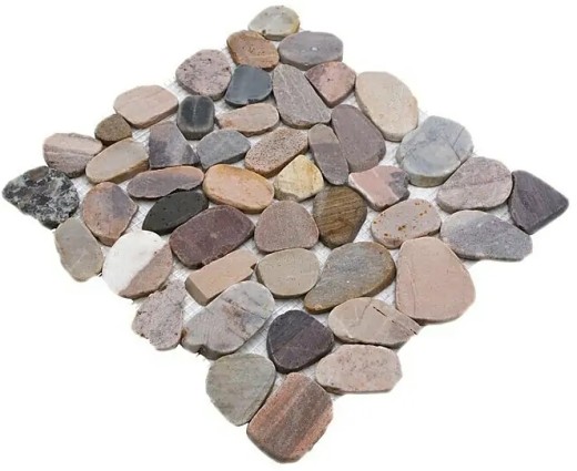 Mosaic tile river pebble stone pebble pebble cut beige gray red MOS30-0204_f