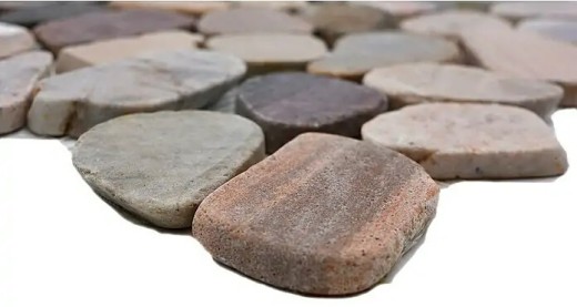 Mosaic tile river pebble stone pebble pebble cut beige gray red MOS30-0204_f