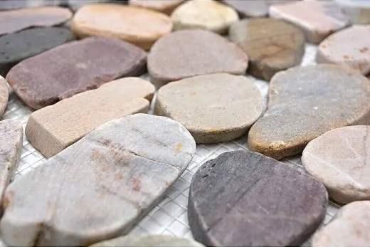 Mosaic tile river pebble stone pebble pebble cut beige gray red MOS30-0204_f