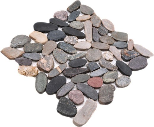 Mosaic tile river pebble stone pebble cut white-yellow MOS30-0104_f