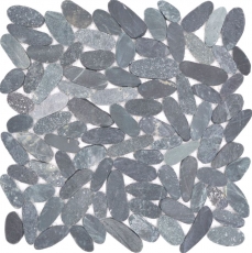 Mosaic tile river pebble stone pebble cut black 5 7 MOS30-IN24_f