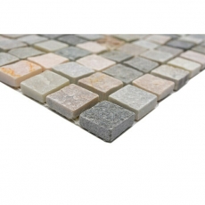 Mosaic tile quartzite natural stone quartzite beige kitchen splashback gray MOS36-0206_f
