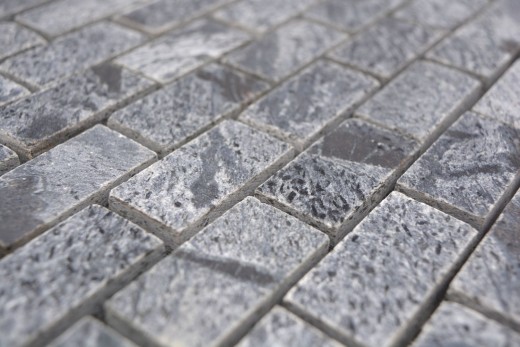 Mosaic tile Quartzite natural stone Brick silver-grey polished MOS28-0202_C_f