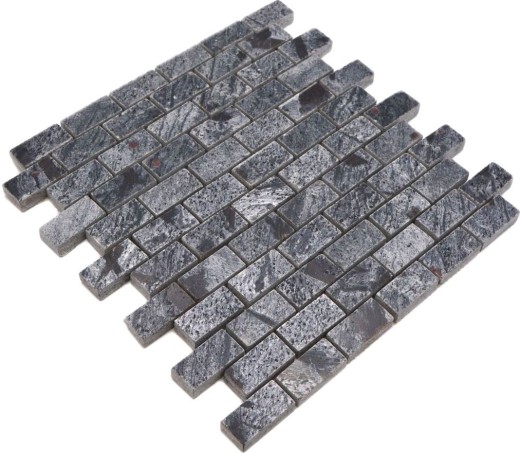 Mosaic tile Quartzite natural stone Brick silver-grey polished MOS28-0202_C_f