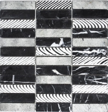 Mosaic tile marble natural stone rectangle stone carving silver black MOS40-STN89_f