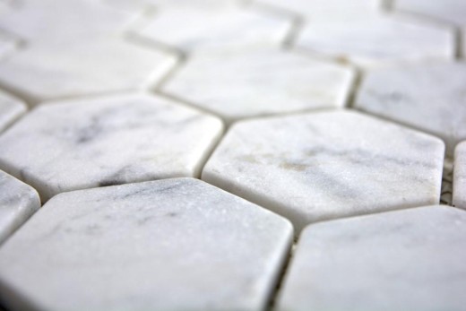 Mosaic tile marble natural stone Hexagon marble white Carrara look MOS44-0103_f