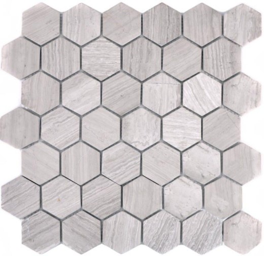 Mosaic tile marble natural stone hexagon marble gray stripes MOS44-1205_f