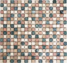Mosaic tile marble natural stone cream beige red green random MOS38-1204_f