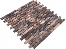 Mosaic tile marble natural stone Brick Impala brown flamed MOS40-1304_f