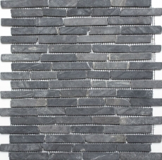 Mosaic tile marble natural stone gray anthracite Nero Marquina MOS40-0125_f