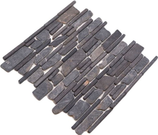Mosaic tile marble natural stone gray anthracite brick mosaic Neromarquina MOS40-0210_f