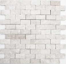 Mosaic tile marble natural stone ivory Brick Splitface Botticino Marble 3D MOS45-1202_f