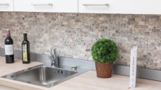 Mosaic stone wall Travertine natural stone white gray Brick Splitface silver Travertine 3D MOS43-47248_f