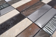 Mosaic tile translucent composite aluminum beige brown silver black rectangle glass mosaic Crystal Artificial stone Alu EP beige brown MOS87-48X_f