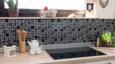 Mosaic tile translucent composite black combination glass mosaic Crystal Artificial black MOS88-K989_f