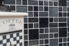 Mosaic tile translucent composite black combination glass mosaic Crystal Artificial black MOS88-K989_f