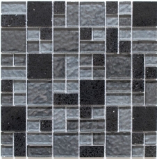 Mosaic tile translucent composite black combination glass mosaic Crystal Artificial black MOS88-K989_f