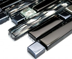 Mosaic tiles stainless steel black composite glass mosaic steel MOS86-0302_f