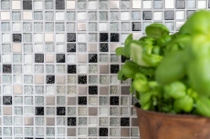 Mosaic tile Translucent stainless steel silver black Glass mosaic Crystal steel silver black MOS92-0207_f