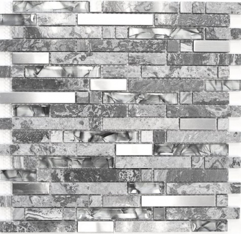 Mosaic tile translucent stainless steel gray composite glass mosaic Crystal stone steel gray MOS87-MV778_f