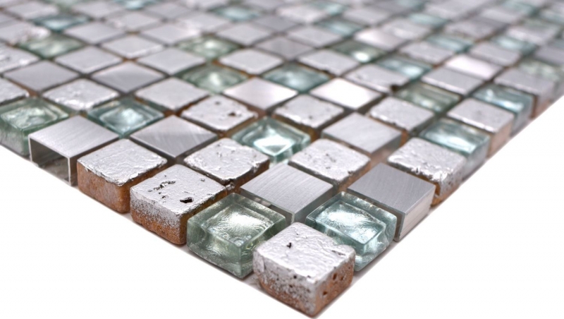 Mosaic tile Translucent aluminum silver Glass mosaic Crystal Alu Resin silver MOS92-0202_f