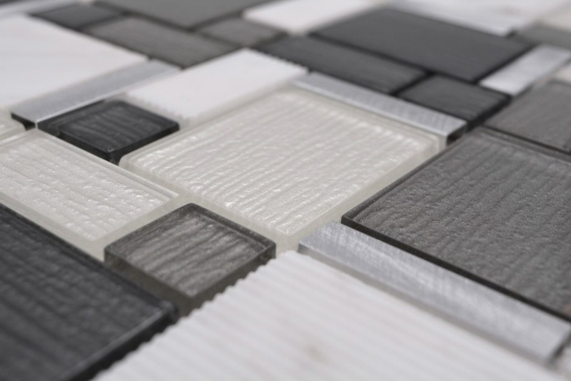 Mosaic tiles aluminum white grey combination glass mosaic stone aluminum MOS49-FK02_f