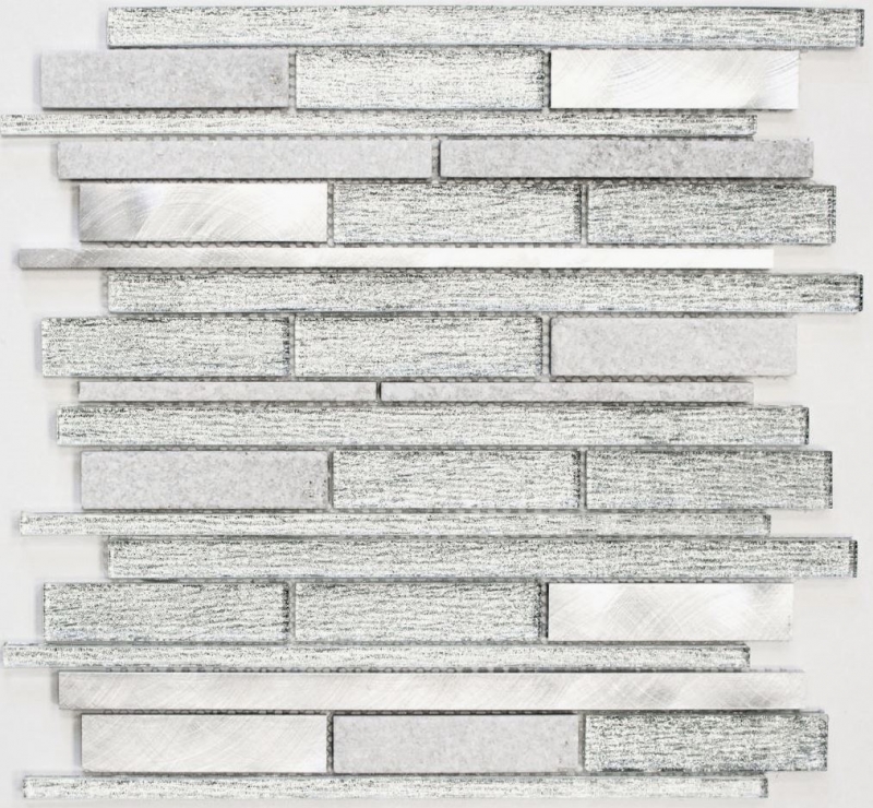 Mosaic tile kitchen splashback translucent aluminum white silver black composite glass mosaic Crystal stone aluminum white silver MOS49-GV64_f