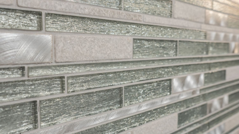 Mosaic tile kitchen splashback translucent aluminum white silver black composite glass mosaic Crystal stone aluminum white silver MOS49-GV64_f