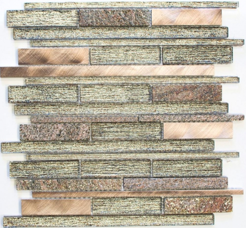 Mosaic tile kitchen splashback translucent aluminum beige copper composite glass mosaic Crystal stone aluminum beige copper MOS49-GV74_f