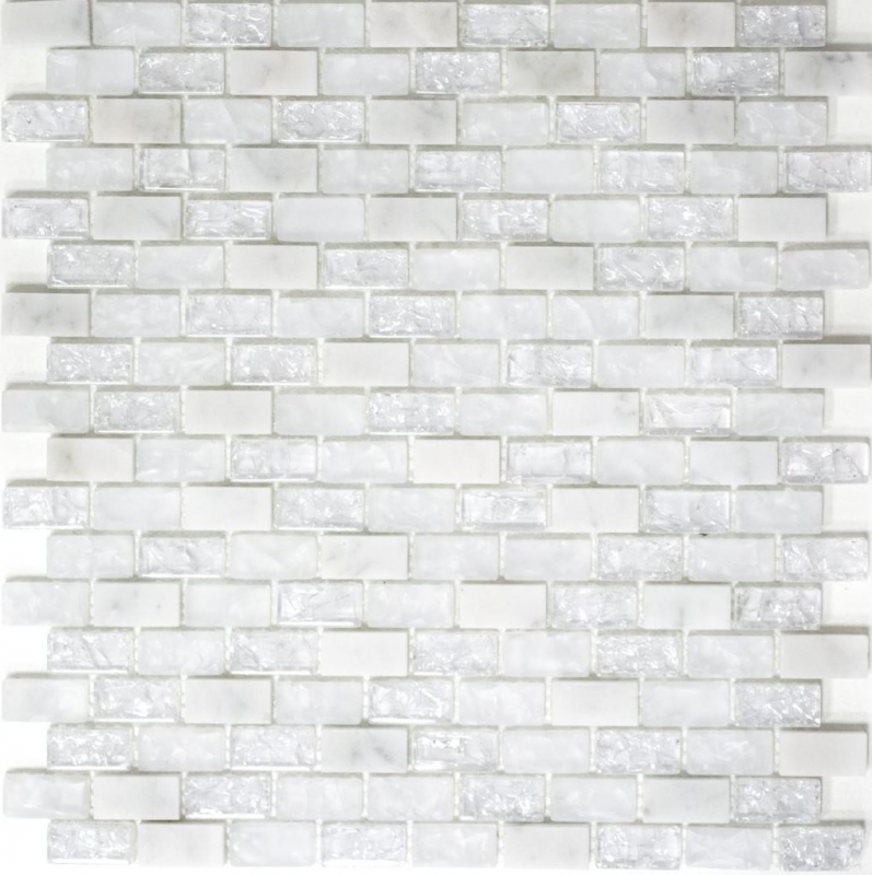 Mosaic tile kitchen splashback Translucent white Brick Glass mosaic Crystal stone white MOS87-0111_f