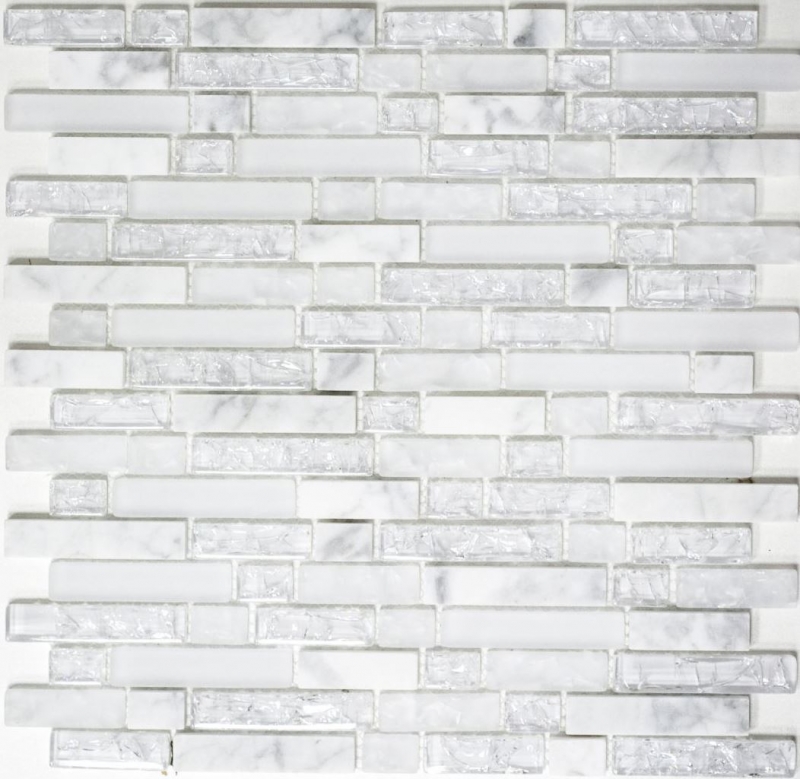Mosaic tile kitchen splashback translucent white composite glass mosaic Crystal stone white MOS87-V1311_f