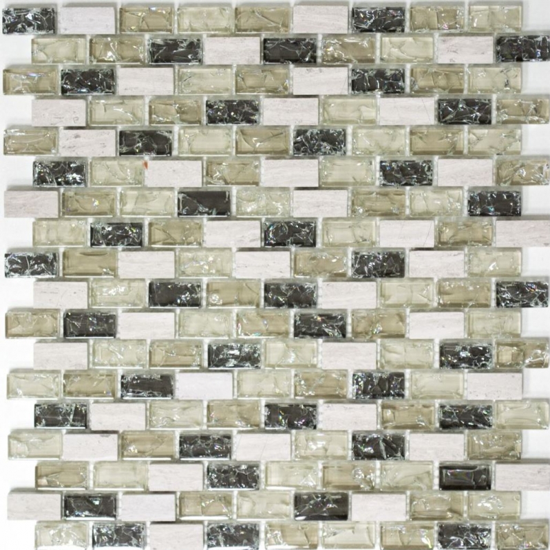 Mosaic tile kitchen splashback Translucent gray-green Brick Glass mosaic Crystal stone gray-green MOS87-B1152_f