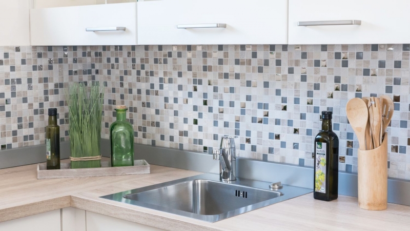 Mosaic tile kitchen splashback Translucent light gray silver Glass mosaic Crystal stone EP light gray silver MOS92-HQ20_f