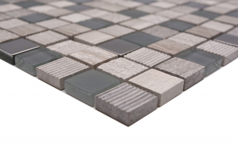 Mosaic tile kitchen splashback Translucent light gray silver Glass mosaic Crystal stone EP light gray silver MOS92-HQ20_f