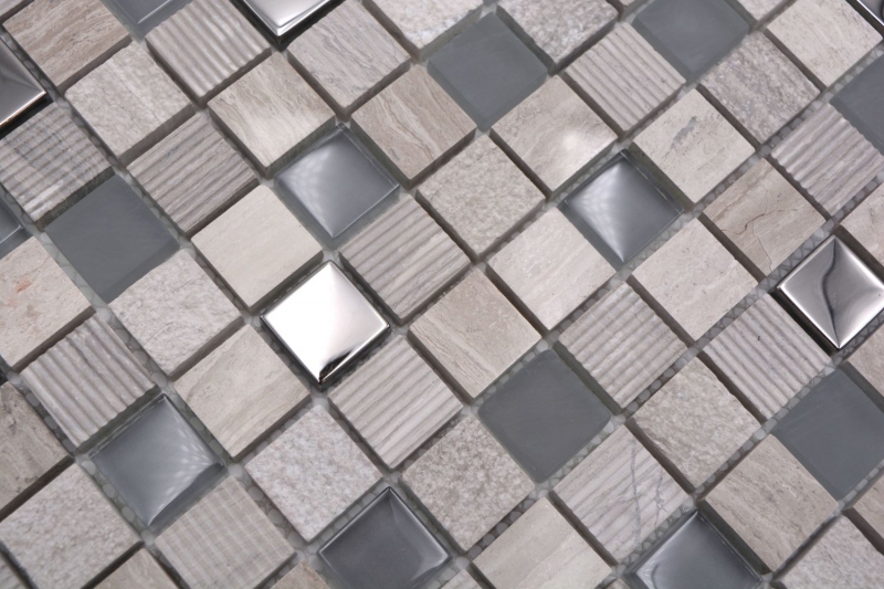 Mosaic tile kitchen splashback Translucent light gray silver Glass mosaic Crystal stone EP light gray silver MOS92-HQ20_f
