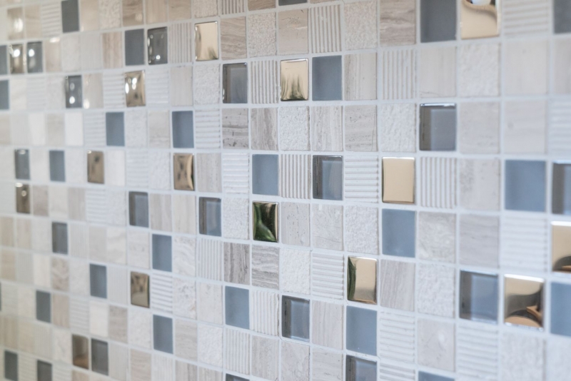 Mosaic tile kitchen splashback Translucent light gray silver Glass mosaic Crystal stone EP light gray silver MOS92-HQ20_f