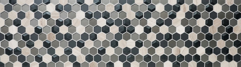Mosaic tiles kitchen splashback gray hexagon glass mosaic stone 3D MOS11D-22_f