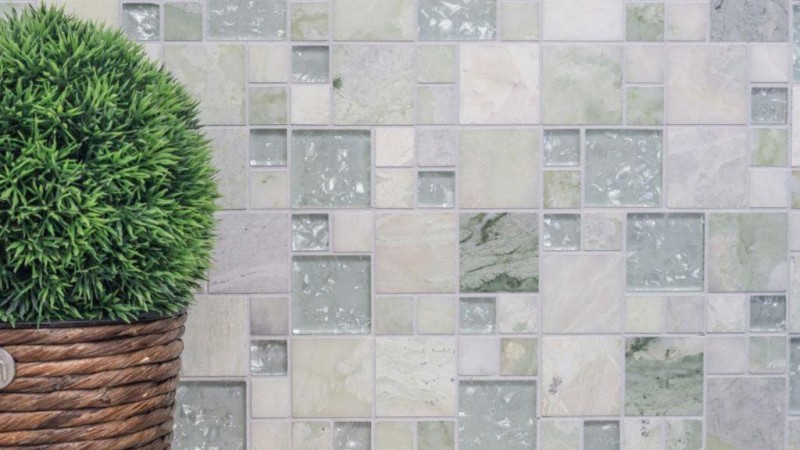 Mosaic tile Translucent gold light green combination glass mosaic Crystal stone Onyx gold MOS88-MC639_f