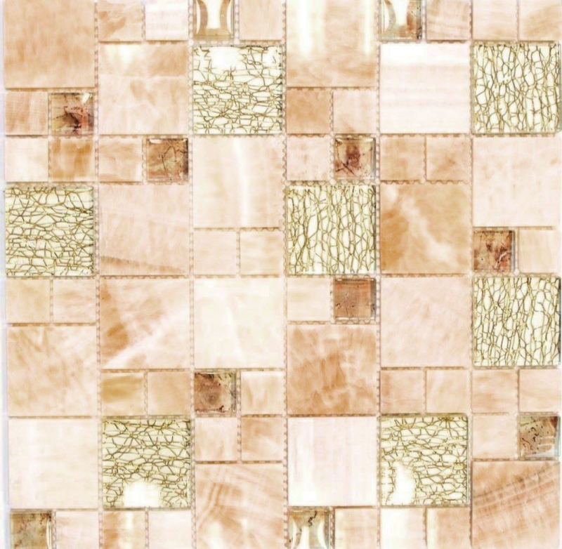 Mosaic tile kitchen splashback translucent amber gold combination glass mosaic crystal stone onyx elegance gold MOS88-MC649_f