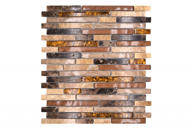 Mosaic tile kitchen splashback translucent beige brown composite glass mosaic Crystal marble beige brown MOS86-1302_f