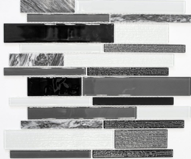 Mosaic tiles kitchen splashback gray black composite glass mosaic stone clear gray MOS67-GV34_f
