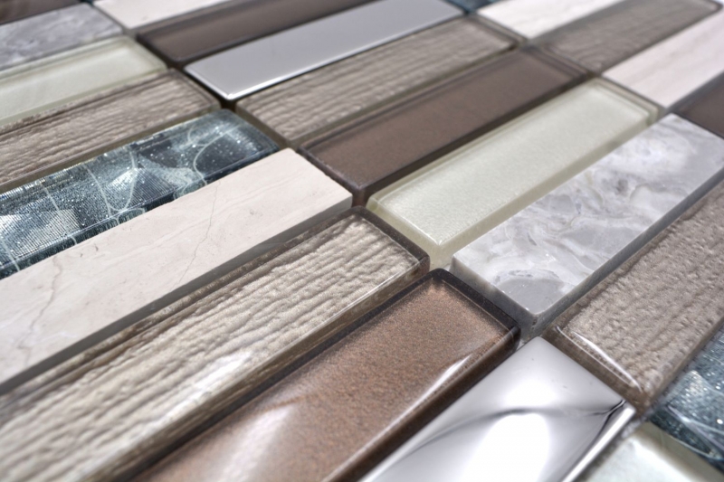 Mosaic tile translucent light brown silver gray rectangle glass mosaic Crystal stone light brown MOS87-68X_f