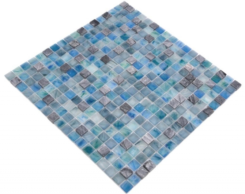 Mosaic tiles kitchen splashback green blue glass mosaic stone cream green blue MOS92-XCR1501_f