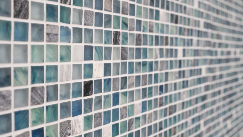 Mosaic tiles kitchen splashback green blue glass mosaic stone cream green blue MOS92-XCR1501_f