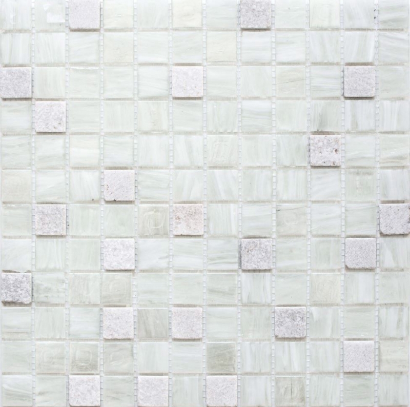 Mosaic tiles kitchen splashback white glass mosaic stone Cream MOS94-2503_f