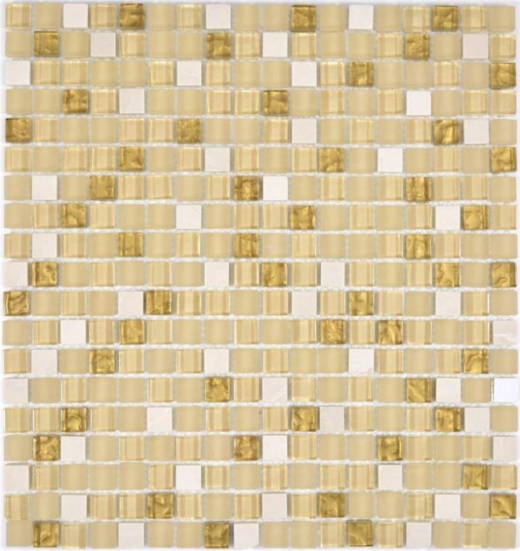 Mosaic tile kitchen splashback translucent white gold glass mosaic Crystal stone white matt gold MOS92-1201_f
